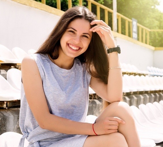 Woman smiling in outdoor riser